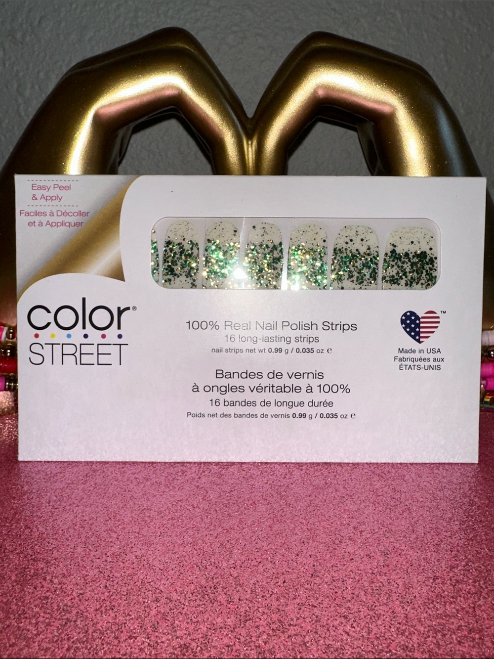 Color Street Green Glitter Nail Strips
